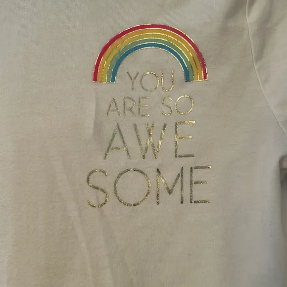 SO Rainbow “You Are So Awesome” Hoodie Tee Girls Size 14 White Pocket Casual Top - Picture 7 of 8